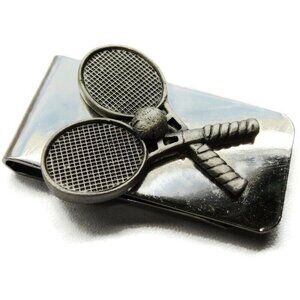 Tennis Money Clip Stainless Steel Racquets Tennis Ball  Cash ID Holder